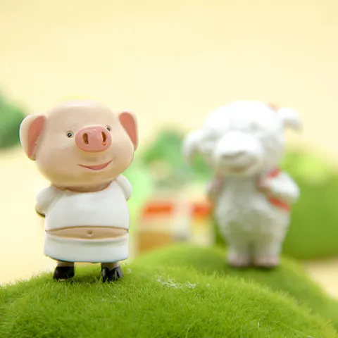 Creative Chinese Zodiac Resin Figurine Micro Landscape Ornament DIY Gardening Decor Pig Brother Sheep Sister Miniature Statue
