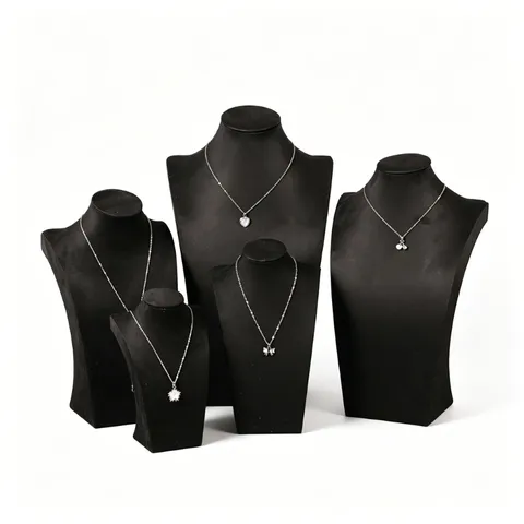 Schwarzer Samt Halskette Display Ständer Porträt Büste Modell Anhänger Schmuck Organizer Halter Für Vitrinen Theke