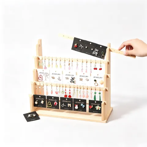 Massives Kiefernholz Ohrring Display Ständer Mehrstufiger Schmuck Organizer Für Halsketten Armbänder Ohrringe Einzelhandel Boutique Shop Home Desktop Deko Regal