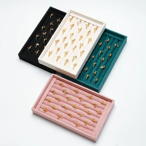 Piccolo Vassoio Per Gioielli In Velluto Per Anelli Orecchini Organizzatore Espositore Stile Nordico MDF Porta Gioielli Bancone