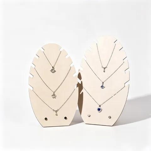 Vertical Flame Shape MDF Wood Necklace Display Stand Jewelry Organizer Rack For Pendants Bracelets Retail Counter Display Holder