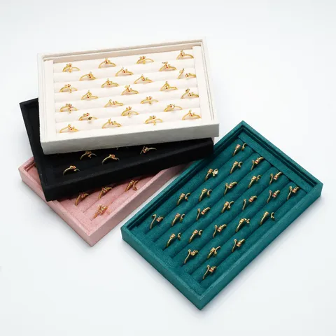 Piccolo Vassoio Per Gioielli In Velluto Per Anelli Orecchini Organizzatore Espositore Stile Nordico MDF Porta Gioielli Bancone