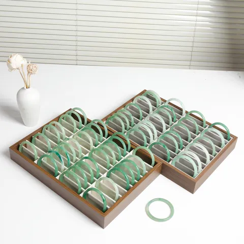Vassoio Espositore per Gioielli in Impiallacciatura di Legno di Noce Organizzatore per Bracciali Supporto per Vetrina Fodera in Velluto Decorazione Gioielleria