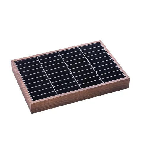 Vassoio Espositore per Gioielli in Impiallacciatura di Legno di Noce Organizzatore per Bracciali Supporto per Vetrina Fodera in Velluto Decorazione Gioielleria