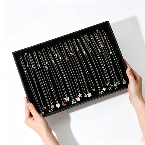 Premium PU Leder Schmucktablett MDF Schwarz Halskette Organizer Board Armband Showcase Ständer Für Live Streaming Stand