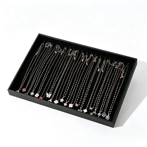 Premium PU Leder Schmucktablett MDF Schwarz Halskette Organizer Board Armband Showcase Ständer Für Live Streaming Stand