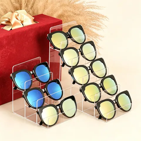 Clear Acrylic Tiered Display Stand Multi-layer Wallet Sunglasses Organizer Rack Desktop Transparent Ladder Riser For Mobile Phone Makeup Mask Storage