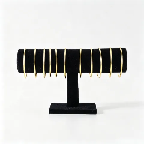Supporto per Gioielli a T in Legno e Velluto Strato Singolo Espositore per Bracciali Orologi Collane Organizzatore per Negozio