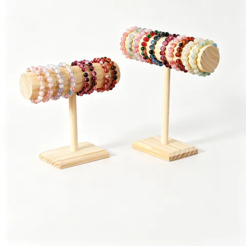 Natur Massivholz T-Bar Armband Display Ständer Schmuckregal Uhr Armreif Halter Schaufenster Organizer Für Laden Haus Display