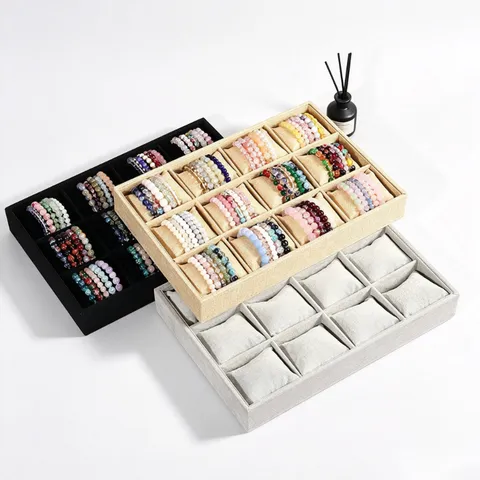 Samt Schmuck Display Organizer Tablett Für Uhren Armband Halter Lagerung Fach Box Ausstellung Platte Showcase Tablett