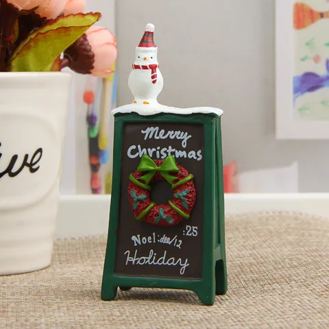 Christmas Snowman Signboard Resin Miniature Decoration Garden Stake Festive Home Photography Prop Desktop Ornament Gift