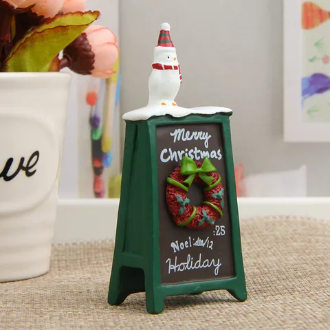 Christmas Snowman Signboard Resin Miniature Decoration Garden Stake Festive Home Photography Prop Desktop Ornament Gift
