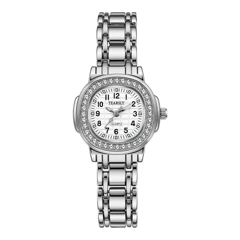 Luxus Quadratisch Strass Quarzuhr Für Damen Mode Elegant Metallgliederarmband Analoge Armbanduhr Legierung Armbanduhr Geschenk