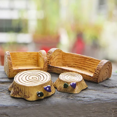 Resin Tree Stump Mushroom Miniature Decor Micro Landscape Fairy Garden Accessories Handmade Pastoral Style Ornament Gift
