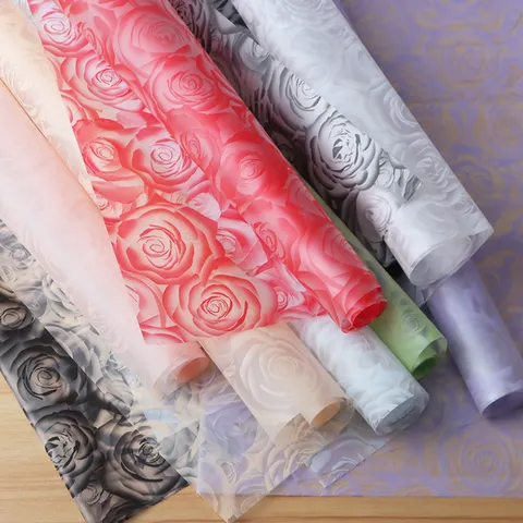 Papel de Envoltura de Flores Impermeable Mate Patrón de Rosa Material de Embalaje de Ramo DIY