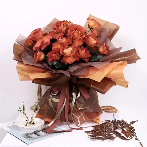 Waterproof Gold Marble Floral Wrapping Paper Bouquet Gift Wrapping Supplies For Flower Arrangement And Craft Decor