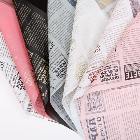 Papel de Envoltura de Flores Impermeable de Periódico Inglés Vintage Europeo Material de Embalaje de Ramo Para Regalo Fiesta