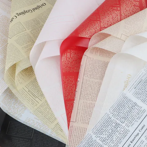 Waterproof Retro English Newspaper Floral Wrapping Paper Vintage Flower Bouquet Packaging Supplies For Gift Wrapping