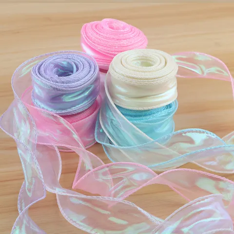 Cinta Iridiscente de Cola de Pez Organza Chiffon para Ramo de Flores Envoltorio de Regalo Decoración de Pasteles