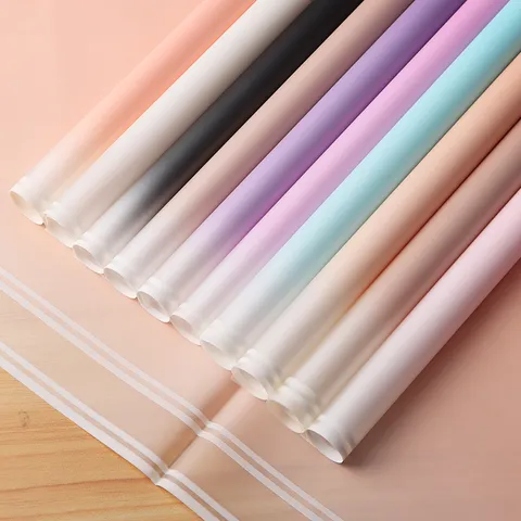 Papier d'Emballage pour Fleurs Imperméable Dégradé Double Ligne Mat Fournitures pour Bouquet de Fleuriste