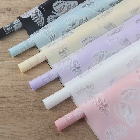Papier d'Emballage Floral Imperméable Film Gelée Gaufré Papillon Pour Bouquet de Fleurs Fournitures d'Emballage Cadeau