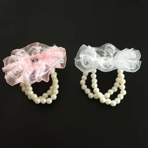 Flor de Muñeca de Boda Corsaje de Encaje de Perla Artificial Novia Damas de Honor Flor de Mano Decoración de Vestido de Fiesta de Prom