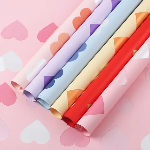 Wasserdichte Perlenfolie Blumenpackpapier Neon Herz Druck für Blumenstrauß Verpackungsmaterial DIY Geschenkverpackung