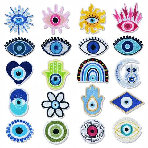 Evil Eye Embroidery Patch Iron On Sew On Embroidered Badge Applique For Clothing Jacket Hat Bag DIY Decoration