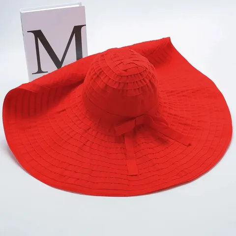 Women Summer Outdoor Sun Protection Wide Brim Bucket Hat Cotton Polyester Solid Color Breathable Fishing Hat