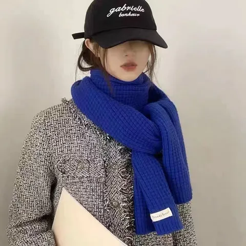 Winter Warm Knitted Scarf For Women Men Plaid Pattern Soft Long Neck Warmer Casual Cold Weather Scarf
