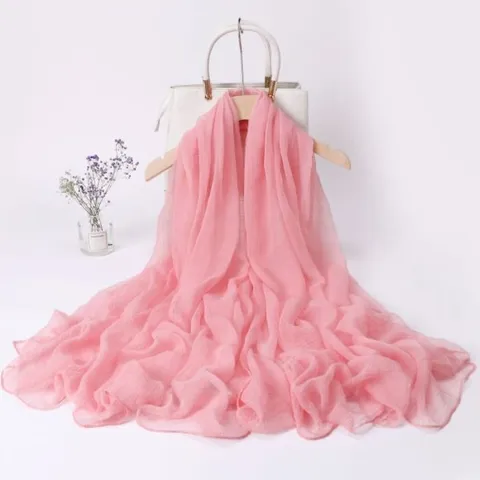 Women Long Chiffon Scarf Solid Color Lightweight Scarf Wrap For Spring Autumn Travel Photography Fashion Accessories