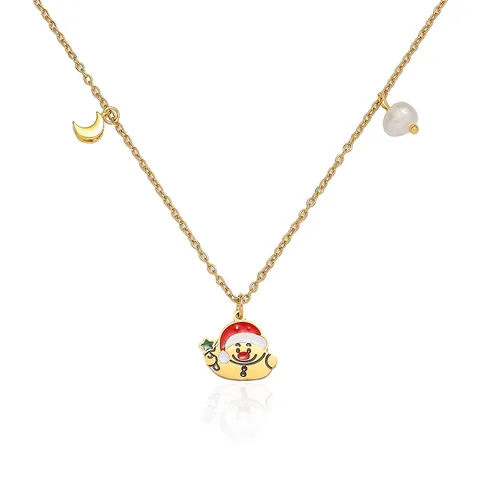 Edelstahl Süßwasserperle Halskette Weihnachten Weihnachtsmann Anhänger Leichter Luxus Schmuck Geschenk Für Damen