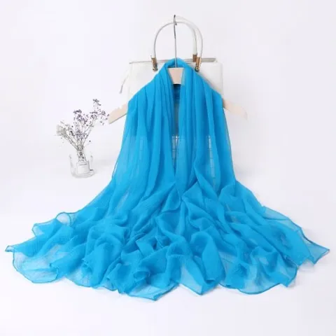 Women Long Chiffon Scarf Solid Color Lightweight Scarf Wrap For Spring Autumn Travel Photography Fashion Accessories