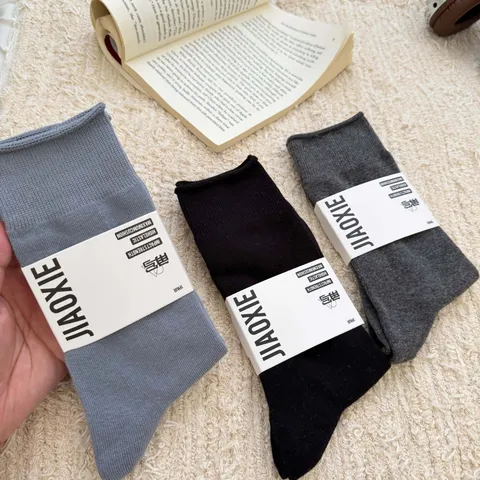 Calcetines de Tubo Casuales para Hombre Color Sólido Absorbente de Sudor Algodón Negocios Transpirable Cómodo Uso Diario Suaves