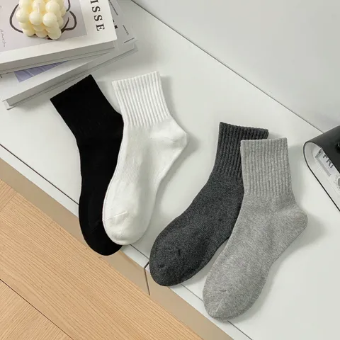 Damen Casual Baumwolle Wadenhoch Socken Basis Einfarbig Gerippt Sport Socken Für Den Alltag Business Socken Herbst Winter Herren