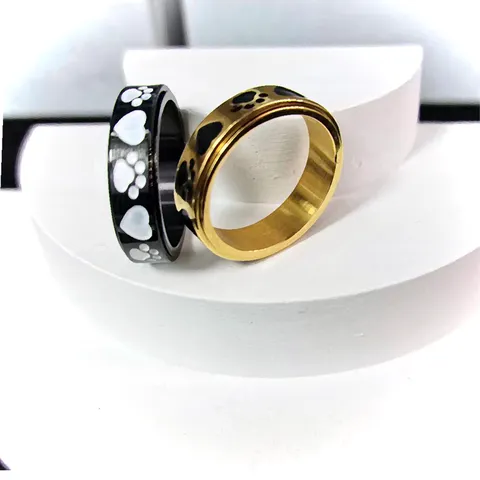Δαχτυλίδι Spinner από Τιτάνιο Χάλυβα Σχέδιο Καρδιά και Πατούσα Περιστρεφόμενο Δαχτυλίδι για Γυναίκες Μόδα Κοσμήματα