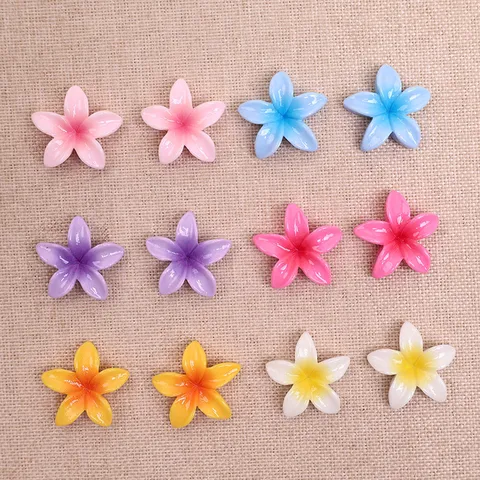Lindos Amuletos Planos de Resina Plumeria Flor Dopamina Accesorios de Fabricación de Joyas DIY para Aretes Pinzas para el Cabello Fundas para Teléfono Manualidades