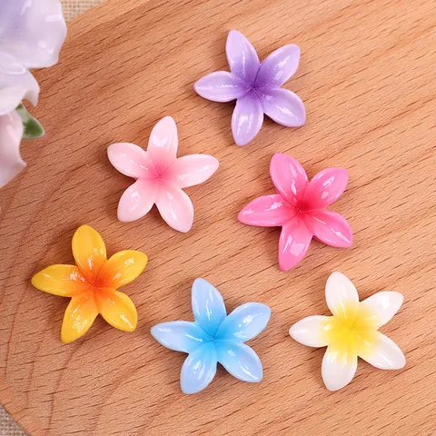 Lindos Amuletos Planos de Resina Plumeria Flor Dopamina Accesorios de Fabricación de Joyas DIY para Aretes Pinzas para el Cabello Fundas para Teléfono Manualidades