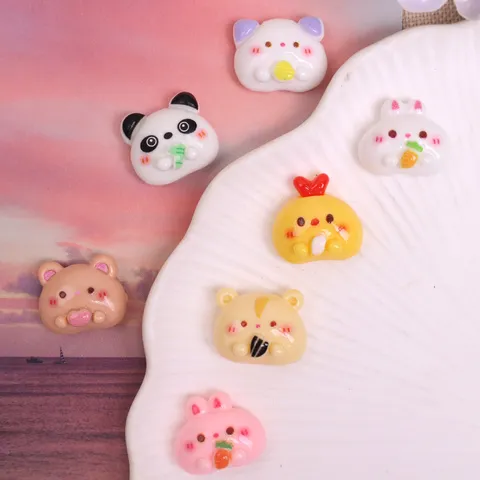 Encantadores Colgantes de Resina de Animales de Dibujos Animados Comida DIY Pinza de Pelo Funda de Teléfono Accesorios