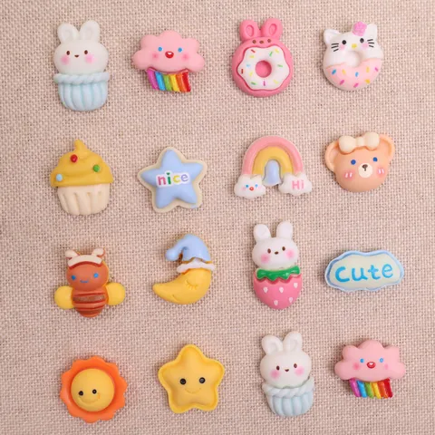Dibujos Animados Conejo Estrella Postre Resina DIY Hecho A Mano Horquilla Funda Teléfono Zapato Encanto Accesorios Lindo Decoración Artesanía