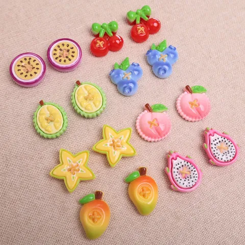 Lindos Abalorios de Resina con Rodaja de Fruta de Dibujos Animados Accesorios de Fabricación de Joyía DIY para Pinza de Pelo Funda de Teléfono