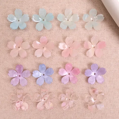 DIY Hecho a Mano Acetato Flor de Cinco Pétalos Abalorios Brillo Horquilla Tocador Hebilla de Zapato Accesorios de Joyería
