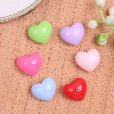Cabujones de Resina de Corazón Regordete de Color Caramelo DIY Pinza de Pelo Hecha a Mano Funda de Teléfono Accesorios de Zapato