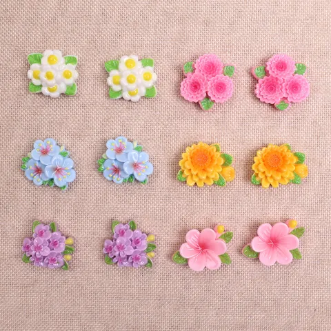 Abalorios Planos de Resina en Forma de Flor Manualidades DIY Cabochons Girasol Margarita Adornos Florales Para Funda de Teléfono Pinza de Pelo