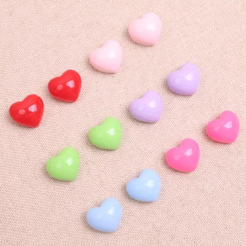 Cabujones de Resina de Corazón Regordete de Color Caramelo DIY Pinza de Pelo Hecha a Mano Funda de Teléfono Accesorios de Zapato