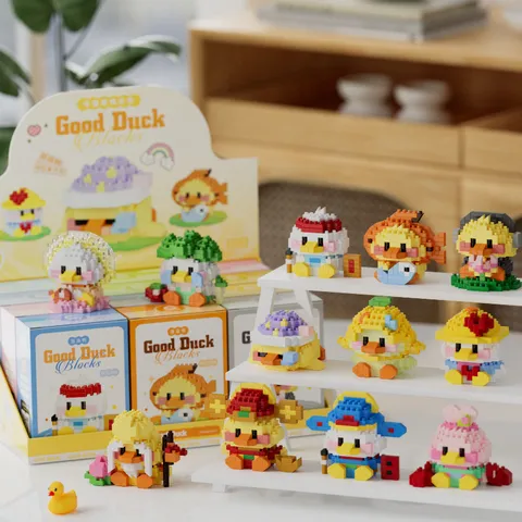 Serie De Patito Lindo Feliz Micro Bloques De Construcción DIY Juguete De Ensamblaje Educativo Adornos De Escritorio Creativos Regalo