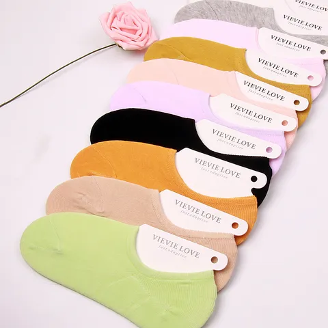 Women Invisible Boat Socks Cotton Low Cut Shallow Mouth Solid Color Casual Socks Breathable Summer Socks