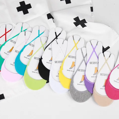 Chaussettes Basses Invisibles en Coton Fin pour Femmes Été Antidérapantes à Bretelles