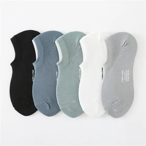 Chaussettes Invisibles Décontractées pour Hommes Coton Fin Respirant Socks Bas Imprimé Lettres Printemps Été Quotidien
