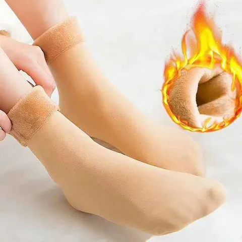 Women Winter Warm Fleece Thickened Thermal Snow Socks Solid Color Mid Tube Cozy Casual Daily Socks